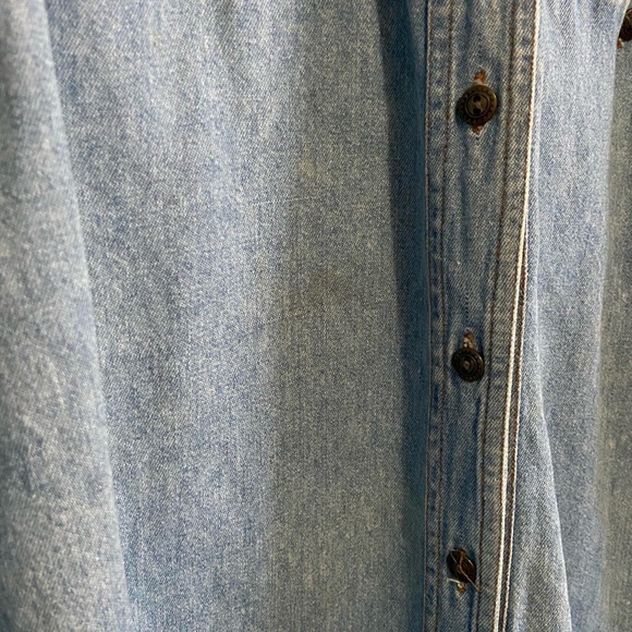 Vintage Western Denim Suede Metal Detailed Long Sleeve Button-Down Shirt - Picture 7 of 8